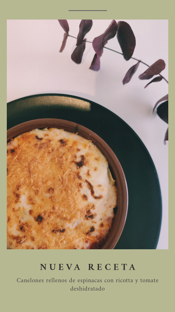 cazuela de barro con canelones de ricotta y tomate deshidratado al horno