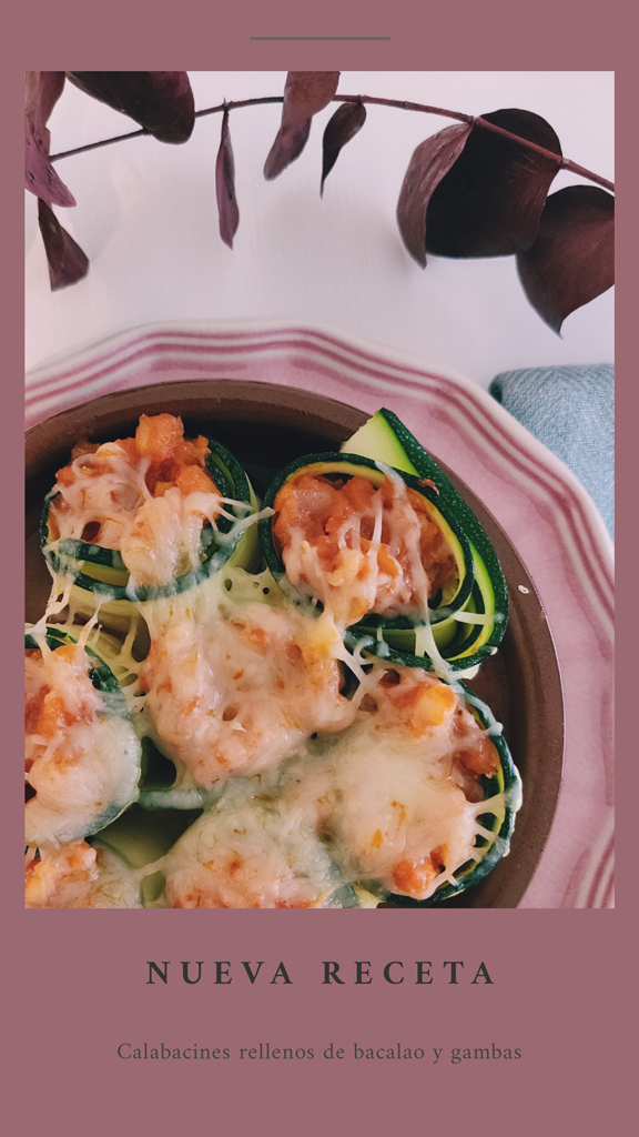 plato con rollitos de calabacín rellenos de brandada de bacalao y gambas